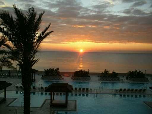 Sunset at the swimming pool