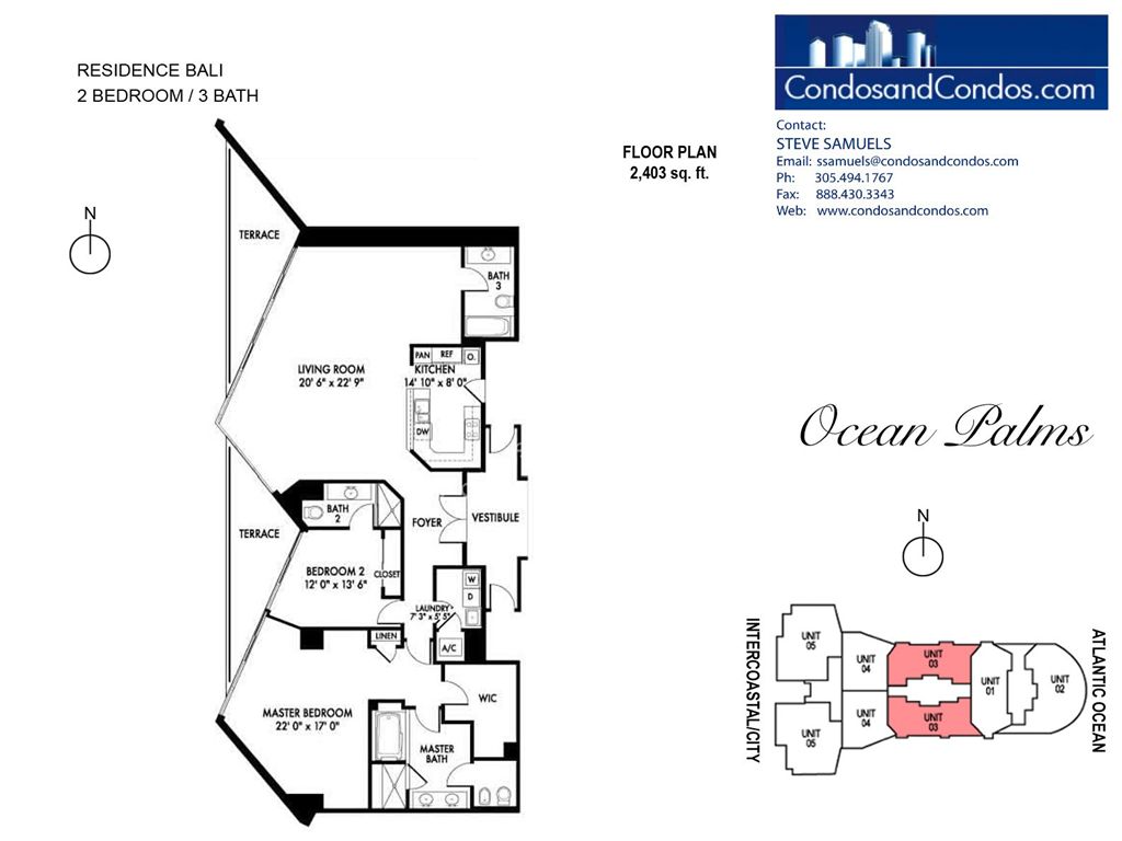 Ocean Palms - Unit #03 with 2403 SF