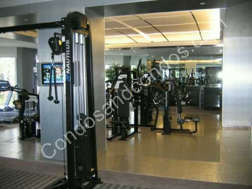 Fitness center complete with locker rooms and steam sauna