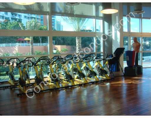 Spinning bikes at spacious 4 story fitness center