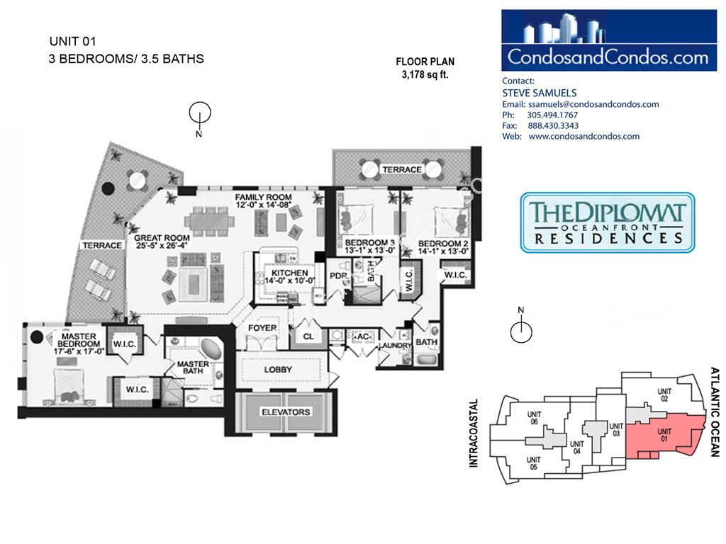 Diplomat Ocean Residences - Unit #01 with 3178 SF