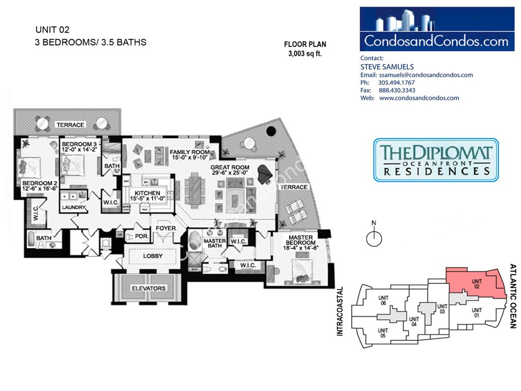 Diplomat Ocean Residences - Unit #02 with 3003 SF