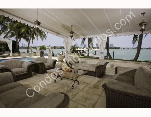 Oversized loggia looks out on Biscayne Bay