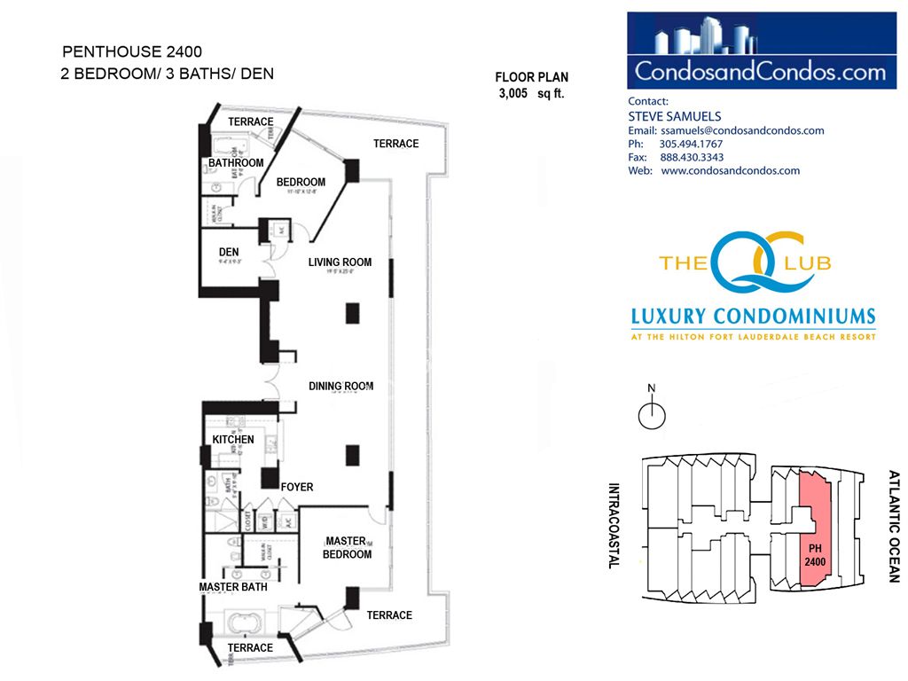 Hilton Q Club Ft Lauderdale Beach Resort - Unit #Penthouse 2400 with 3005 SF