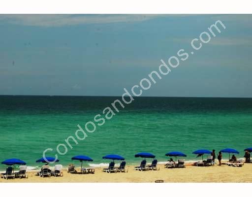 Shaded beachfront lounge chairs and cabanas