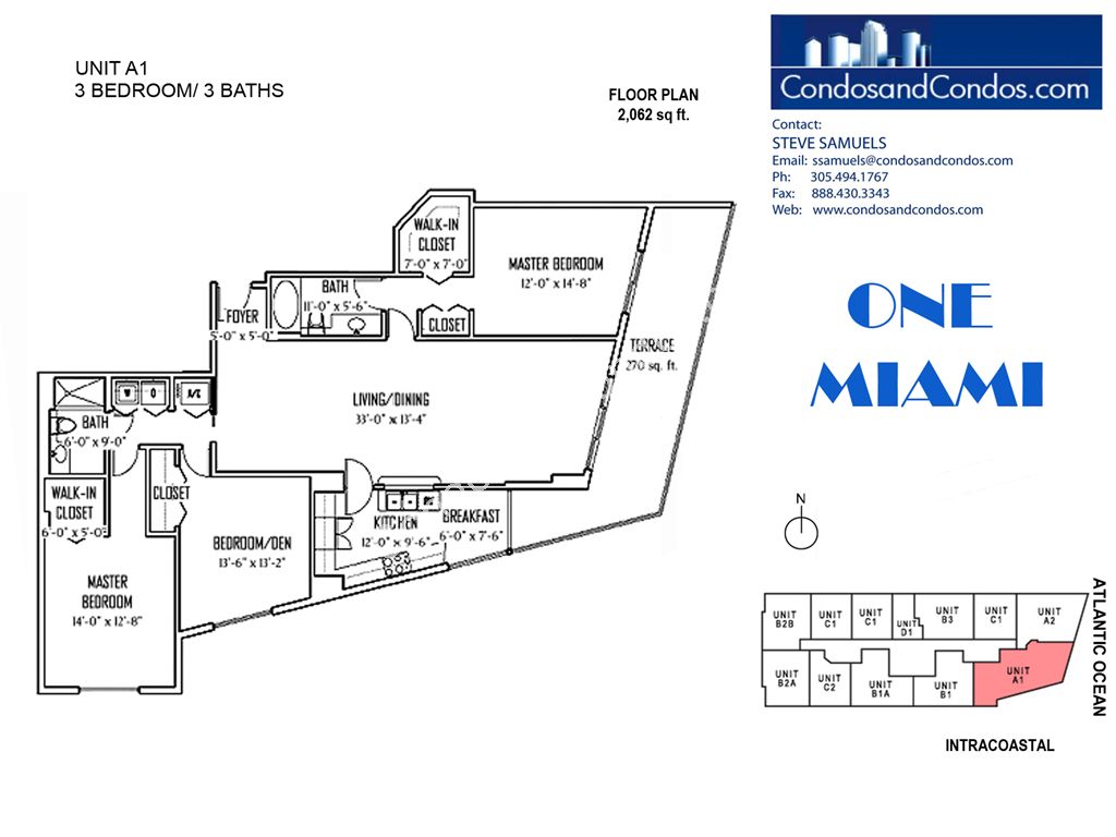 One Miami East - Unit #A1 with 2062 SF