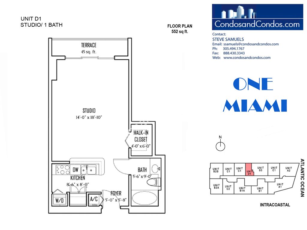 One Miami East - Unit #D1 with 552 SF