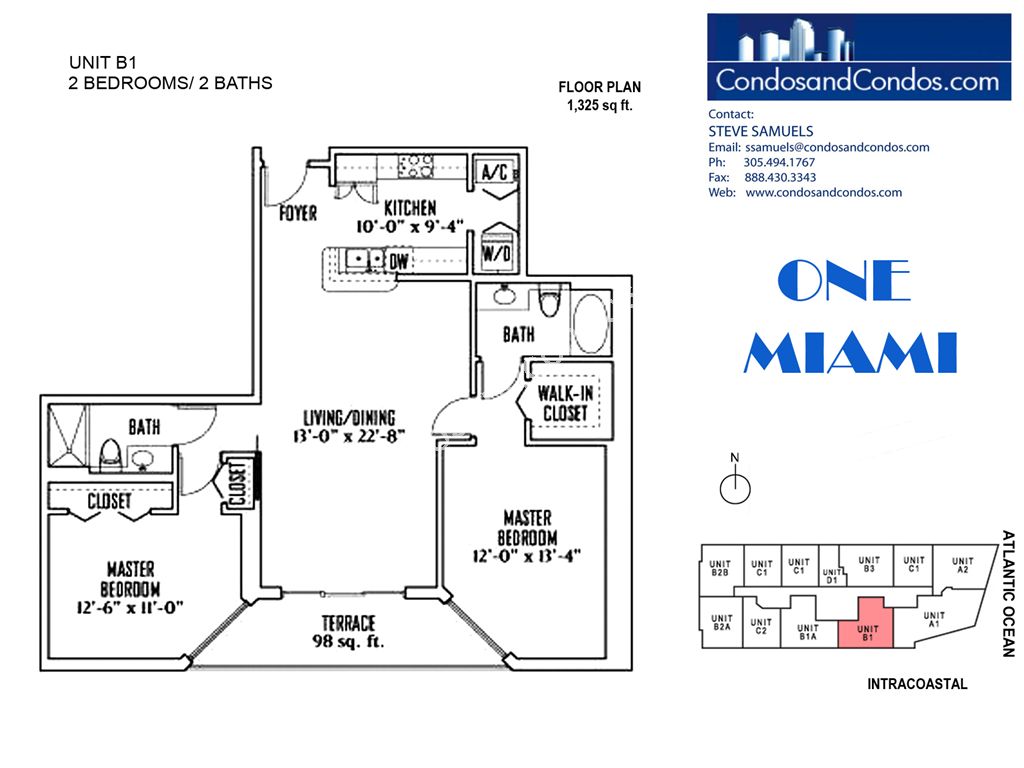 One Miami East - Unit #B1 with 1325 SF