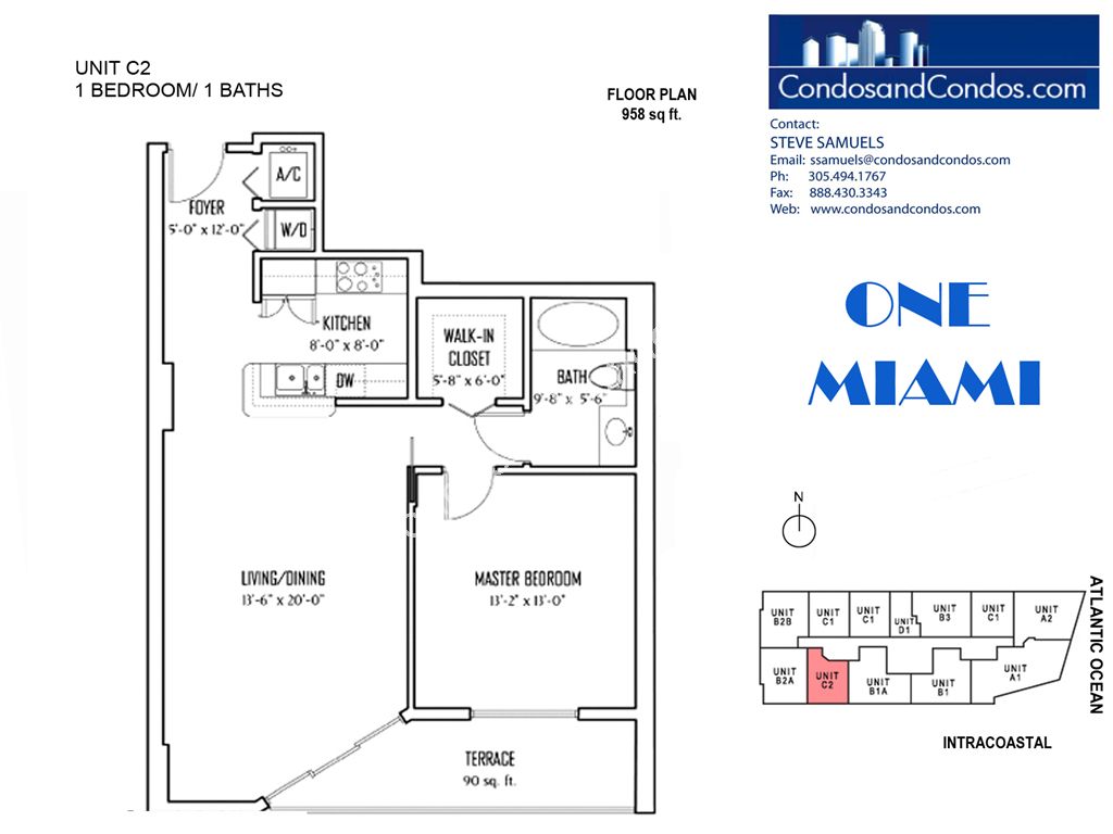 One Miami East - Unit #C2 with 958 SF