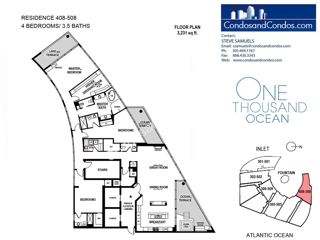 One Thousand Ocean - Unit #408-508 with 3231 SF