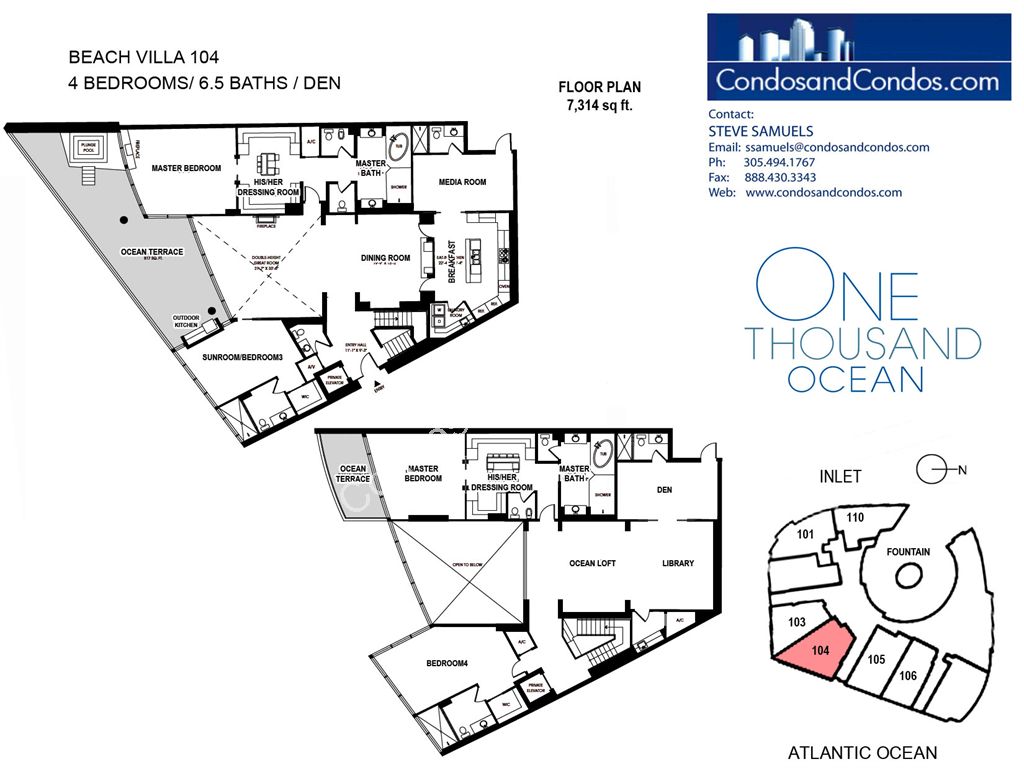 One Thousand Ocean - Unit #104 with 7314 SF