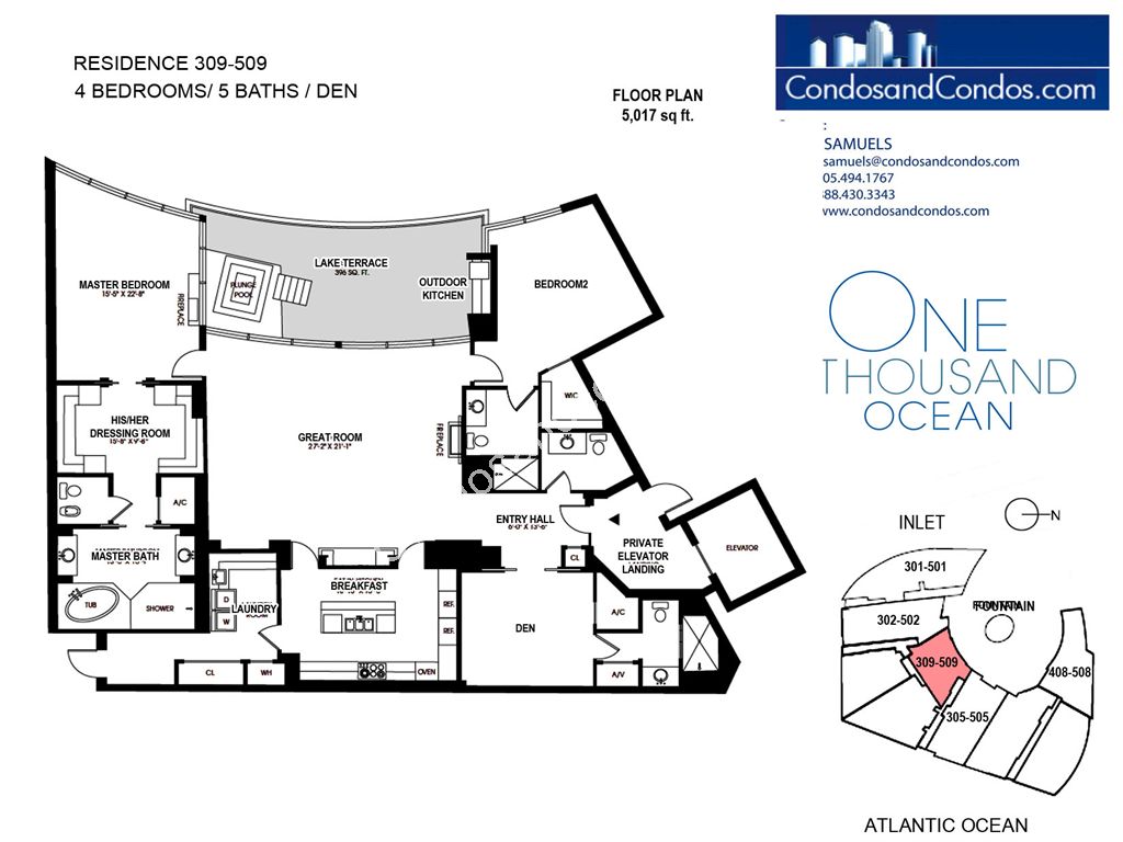 One Thousand Ocean - Unit #309-509 with 5017 SF