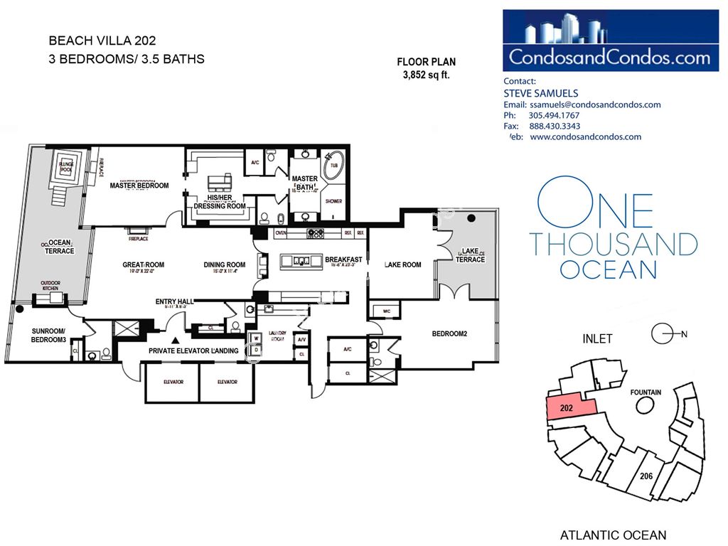 One Thousand Ocean - Unit #202 with 3852 SF