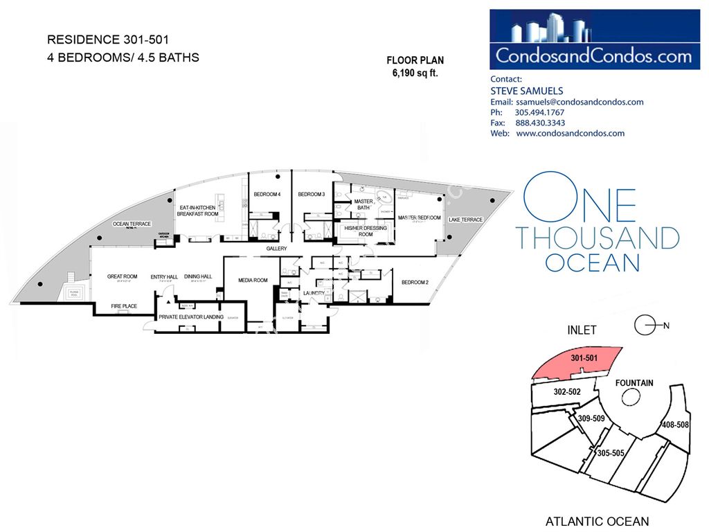 One Thousand Ocean - Unit #301-501 with 6190 SF