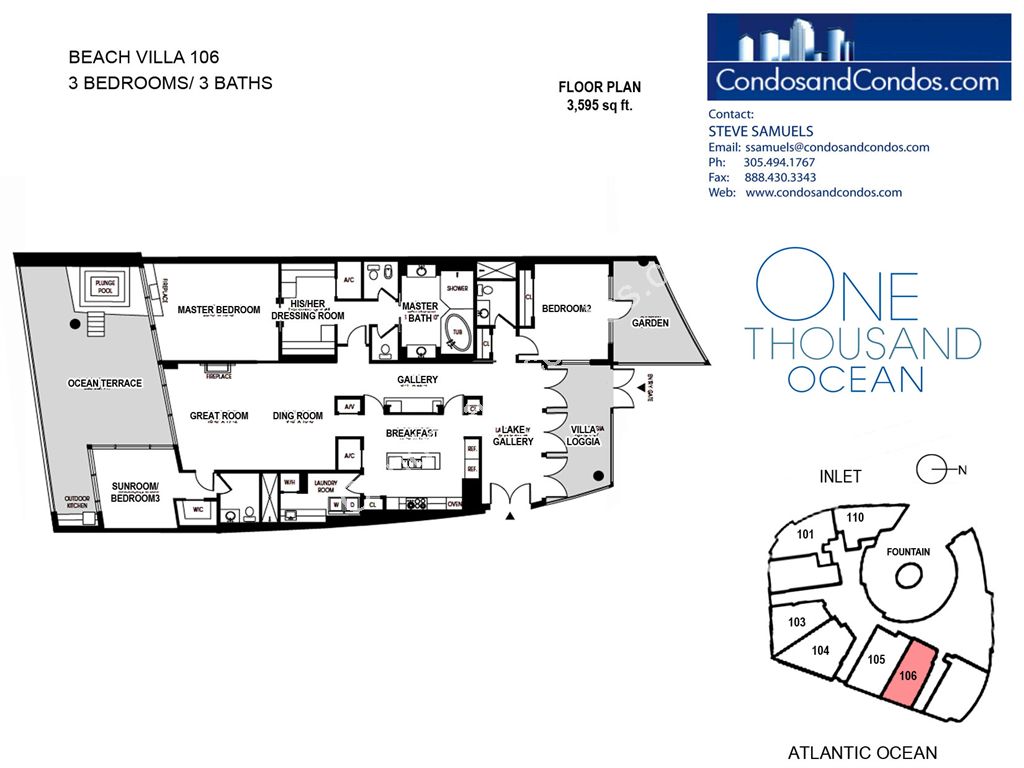 One Thousand Ocean - Unit #106 with 3595 SF