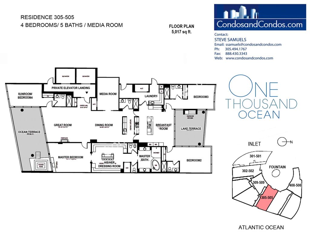 One Thousand Ocean - Unit #305-505 with 5017 SF