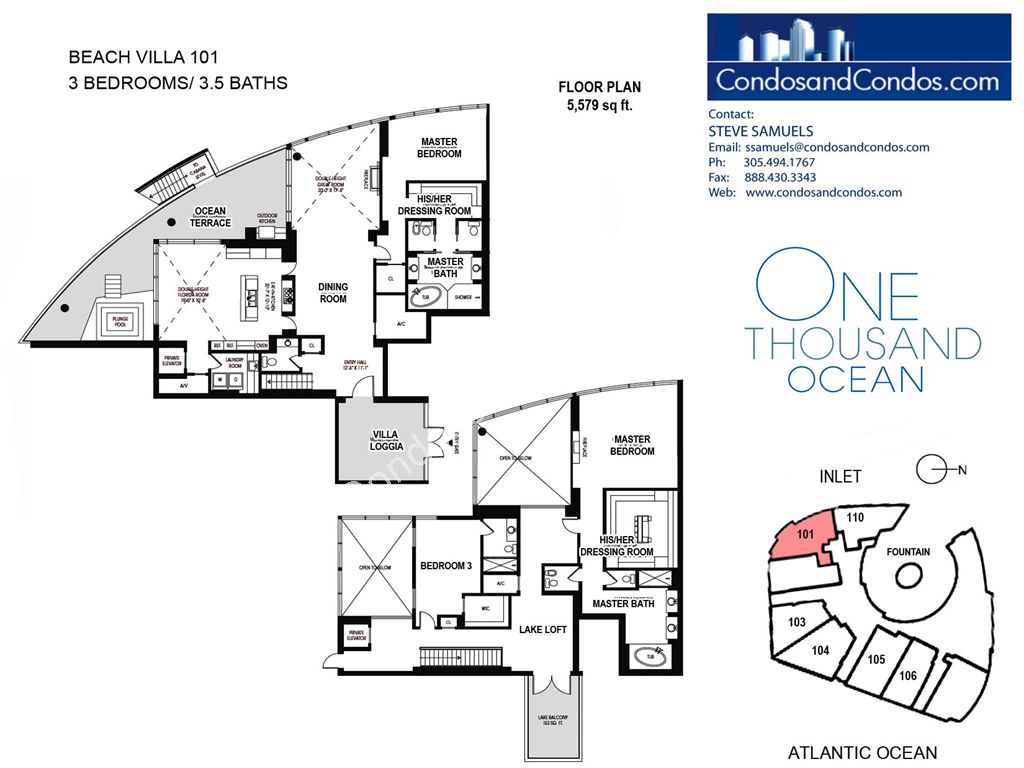 One Thousand Ocean - Unit #101 with 5579 SF
