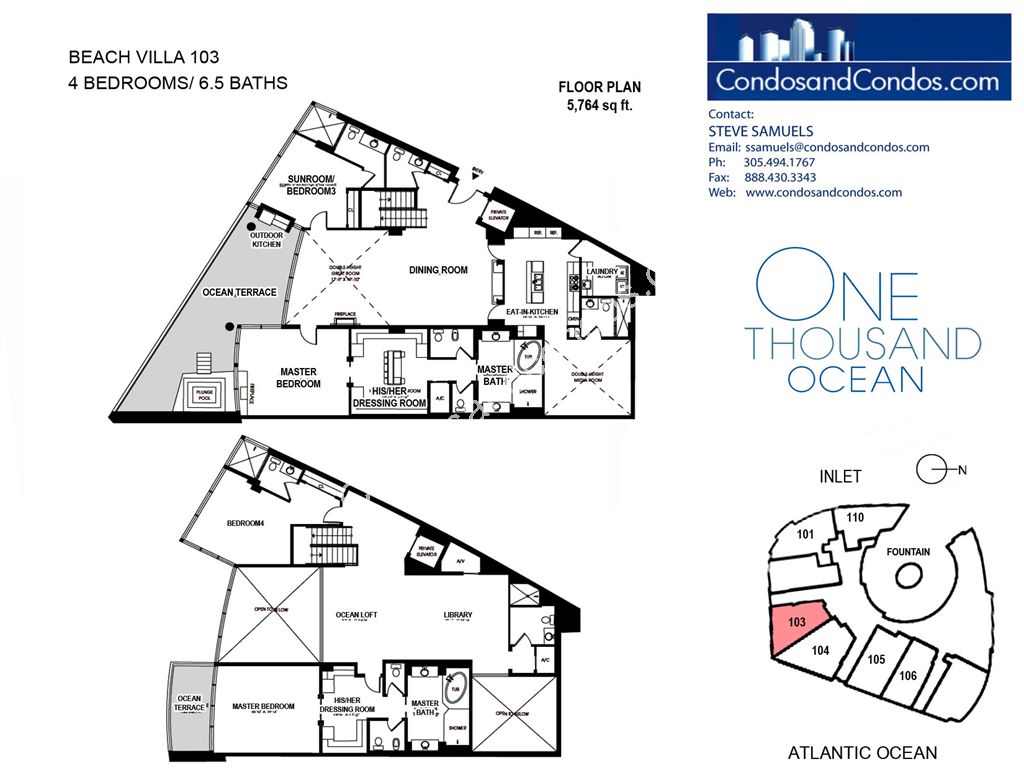 One Thousand Ocean - Unit #103 with 5764 SF