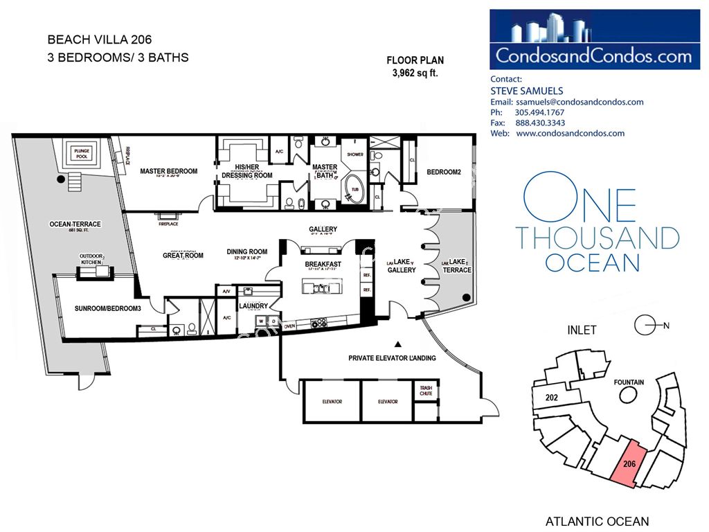 One Thousand Ocean - Unit #206 with 3962 SF