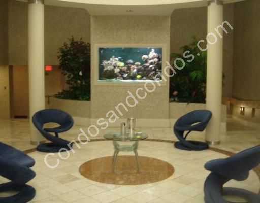 Marble lobby with tropical, salt water fish tank