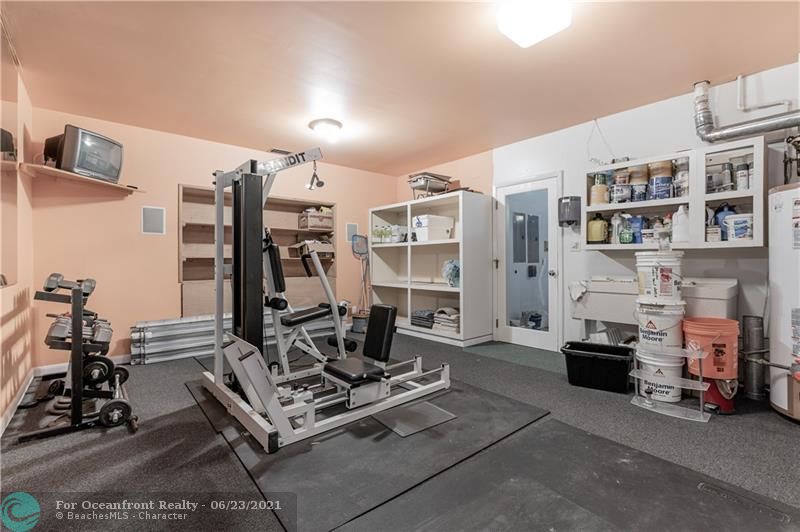 Bonus room for storage, gym.