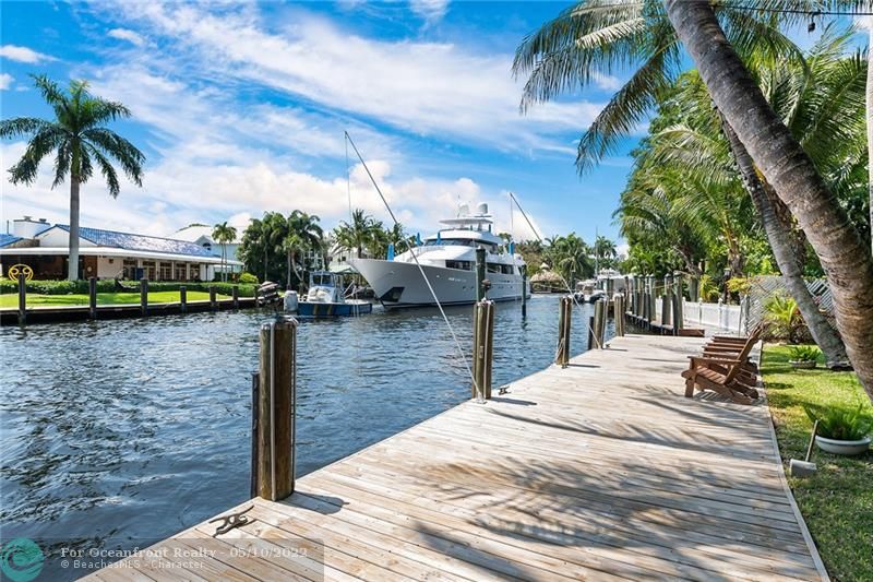 Huge dock with views not only across the river but both also incredible views south and northeast down the winding river.  Watch the yachts pass by everyday!